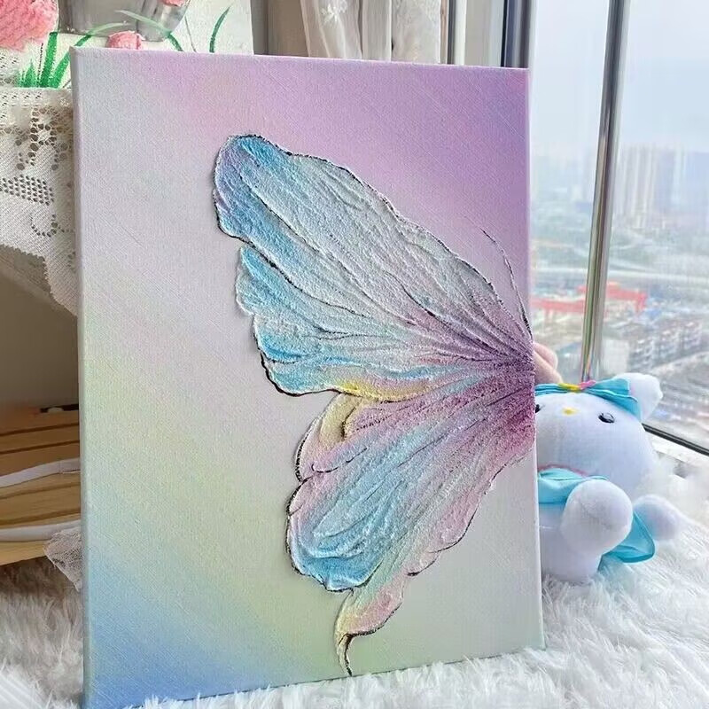 queenjoy蝴蝶肌理画diy数字油画手工自制丙烯石英砂极简装饰画 蝴蝶1