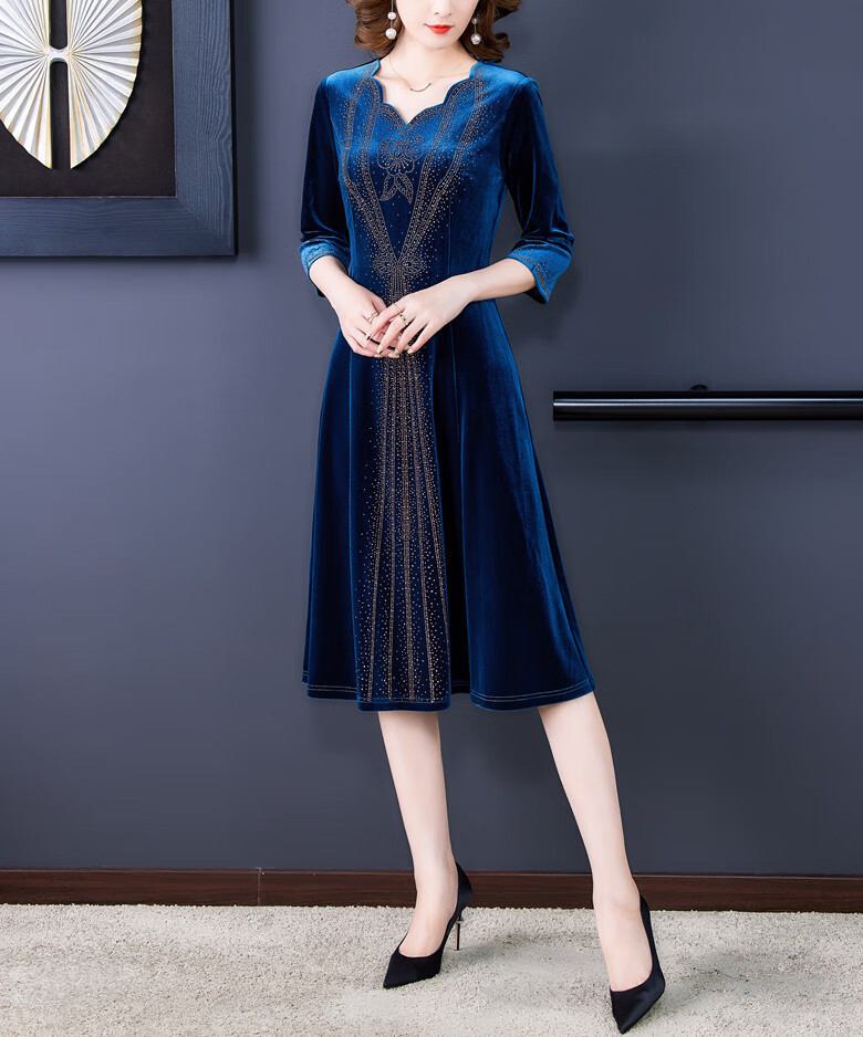 曼约琪矮个子秋冬季连衣裙修身长袖的40直50岁小个子中年妇女裙子春秋