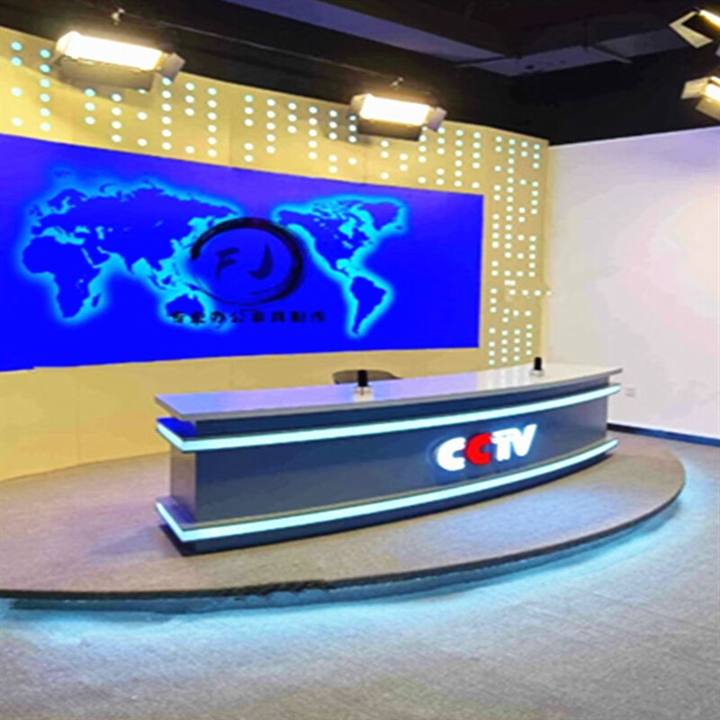 空梦演播室主播台播音桌直播播音台公司演讲台政府新闻联播访谈演讲桌