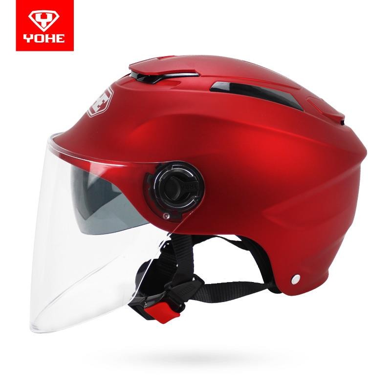 yohe 永恒头盔电动摩托车头盔四季半盔双镜片防风保暖安全帽365a 磨砂