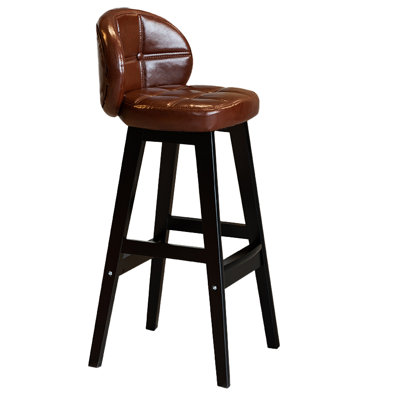 工来工往 吧台椅高脚凳酒吧前台工作椅吧台凳实木椅柜台咖啡店奶茶店简约复古靠背椅北欧时尚创意家用椅子 琥珀棕一把装(73CM)