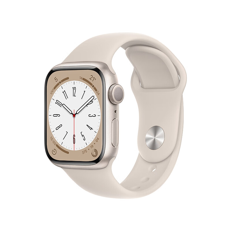 Apple Watch Series 8智能手表 41mm星光色铝金属表壳+星光色运动型表带【GPS款】MNP63CH/A