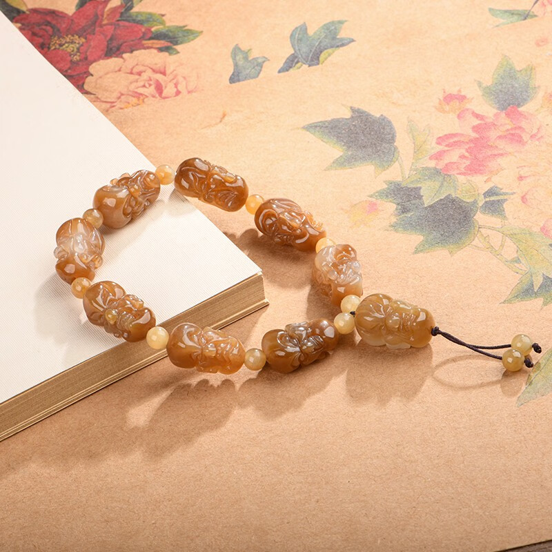 润玉瑶【孤品】和田玉糖料十八罗汉手链 手串男女款生日礼物送女友