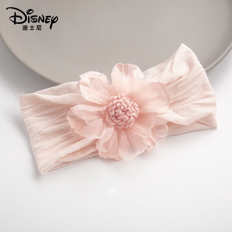 迪士尼（Disney）嬰兒護(hù)鹵門發(fā)帶夏季洋氣女童花朵頭飾新生兒女寶寶遮頭囟腦門帽子 粉色花朵款 0-2歲