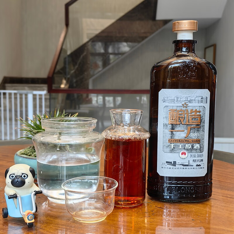 古越龙山青玉2015年手工原酒原坛分装500mL/瓶15度半干加饭花雕黄酒京东包邮 2015年原酒 500mL 6瓶 整箱装 京东物流送到家