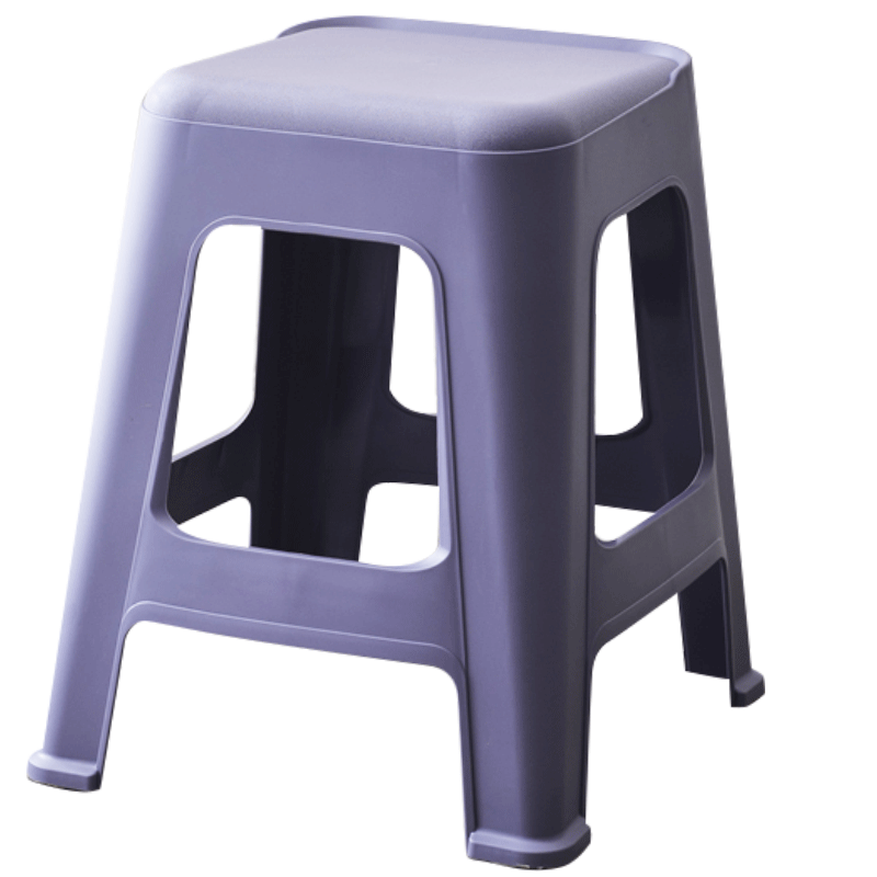 好尔凳子家用加厚塑料凳子防滑耐磨休闲板凳可叠摞餐高凳熟胶方凳大号换鞋凳子紫色