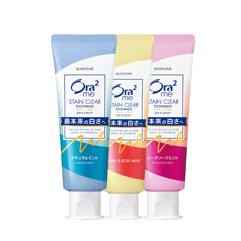 皓乐齿（Ora2）牙膏140g*3(鲜桃+玫瑰+薄荷/鲜桃) 亮白护龈温和去烟渍固体牙膏