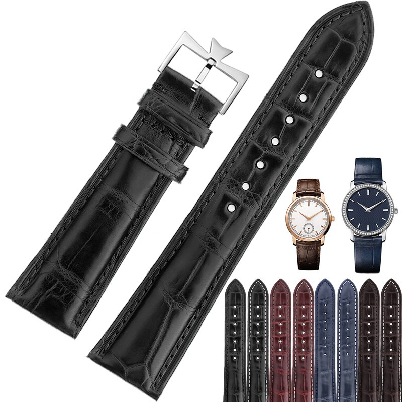 世辉适用江诗丹顿传承美洲双面鳄鱼皮手表带85180/81180男真皮手表链