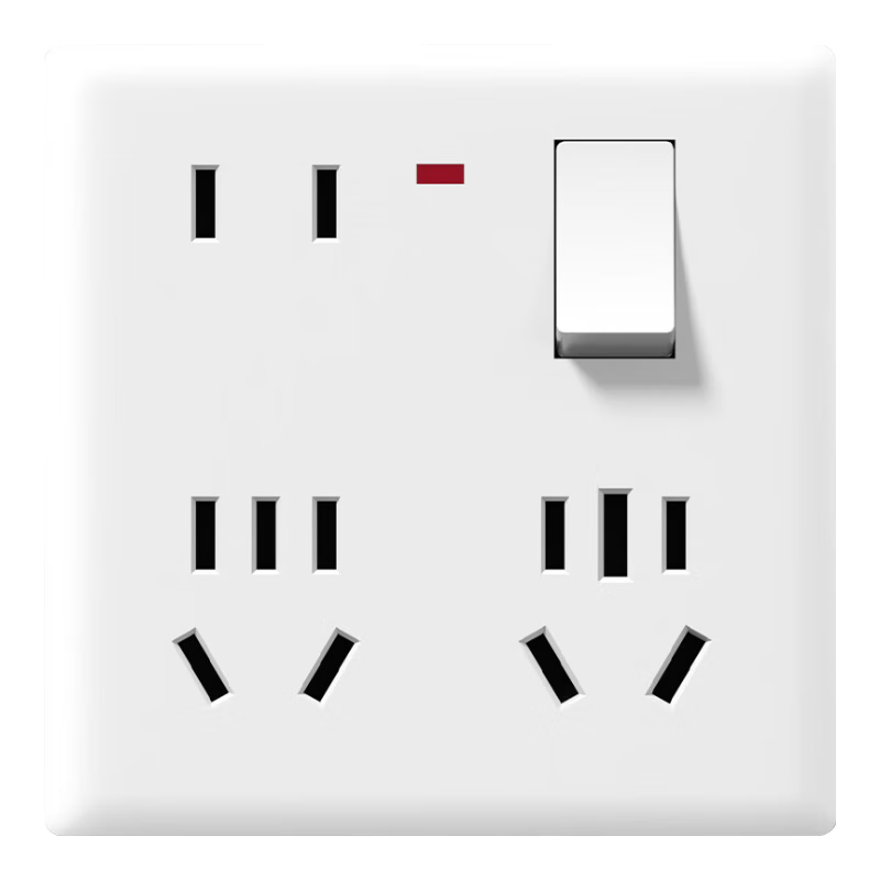 國際電工新國標(biāo)86型墻壁一開十二孔八孔插座面板帶開關(guān)10A16A大功率多孔 暗裝-一開十二孔插座【陶瓷白】