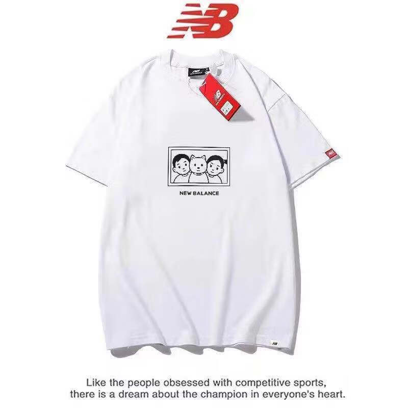 新百伦领跑夏季小人头新款nb学生半袖男女短袖t恤宽松休闲运动情侣装