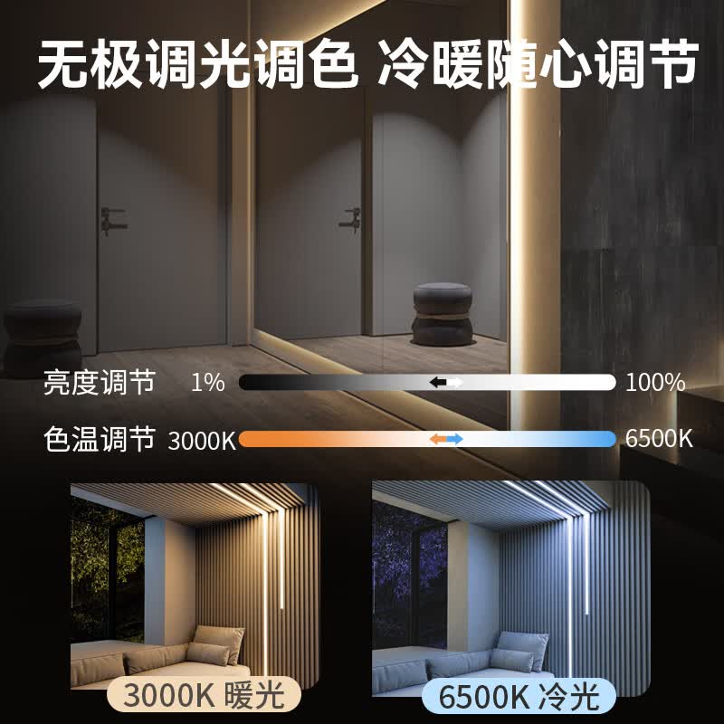水母云（JELLYFISH TUR）智能 LED灯带高亮线性灯调光调色客厅吊顶氛围灯鸿蒙智联小艺声控 1米延长包【不含电源控制器，需要搭配套装才能使用】 24V