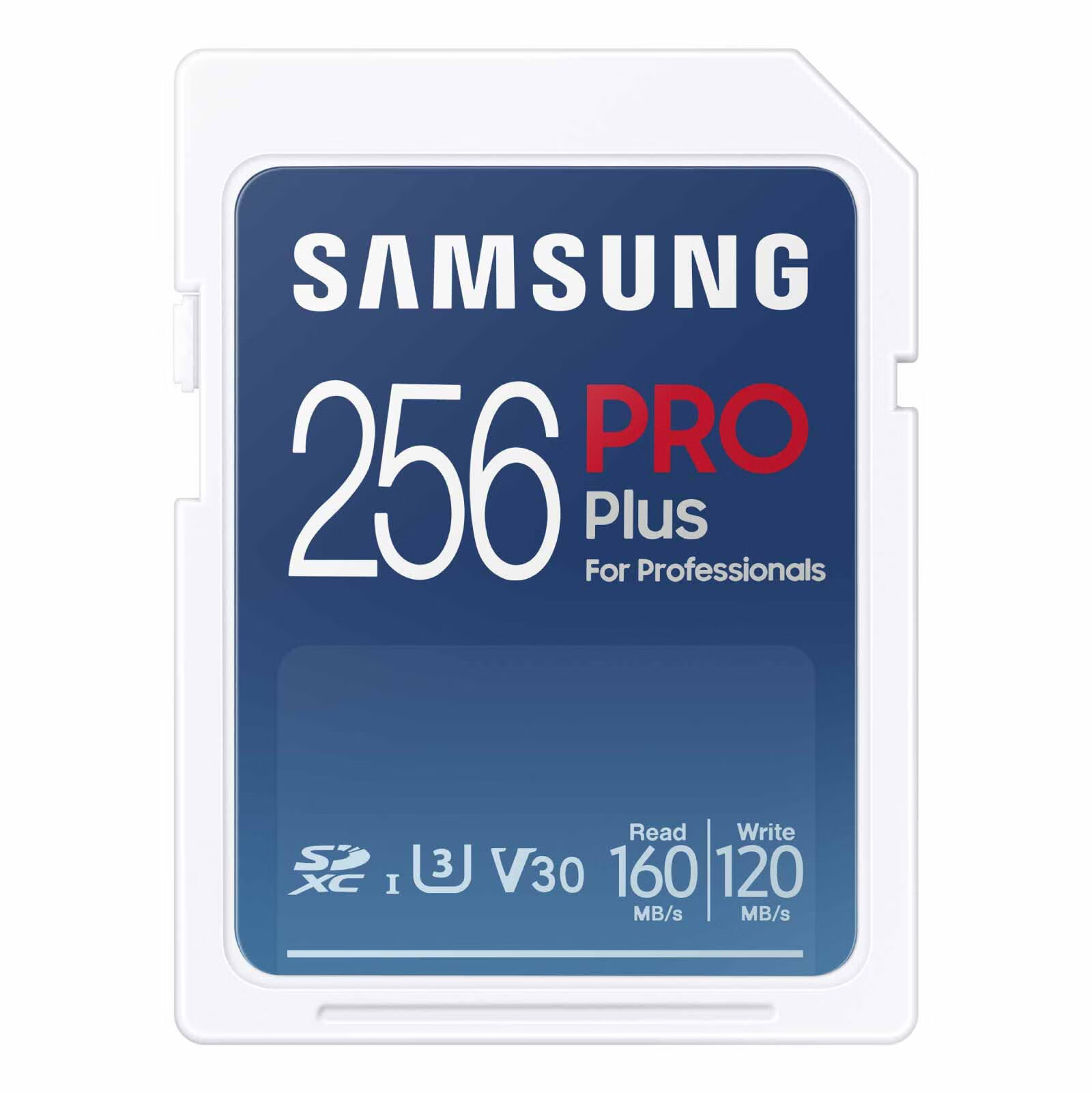 SAMSUNG三星PRO Plus 全尺寸 256GB SDXC 存储卡 高达 180 MB/s 全高清和 4K UHD UHS-I C10 U3 V30