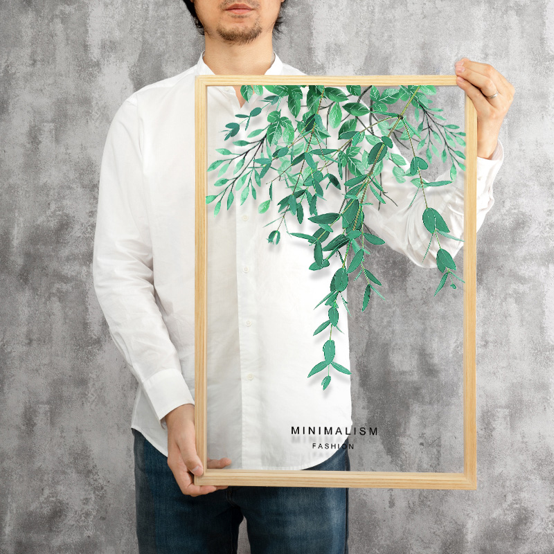 起贝 北欧客厅小清新绿色植物透明画卧室床头装饰画挂画 随风摇曳