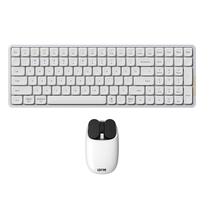 洛斐(LOFREE)小順矮軸機械鍵盤(pán)有線(xiàn)藍牙平板辦公游戲鍵盤(pán)Gasket結構PBT鍵帽超薄便攜鍵盤(pán) 小順100鍵銀色幽靈+薯片鼠標白色