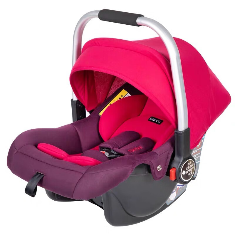Bewell新生婴儿提篮式儿童安全座椅汽车用0-15个月可躺可坐宝宝便携式车载轻便安全摇篮 甜蜜粉PLUS