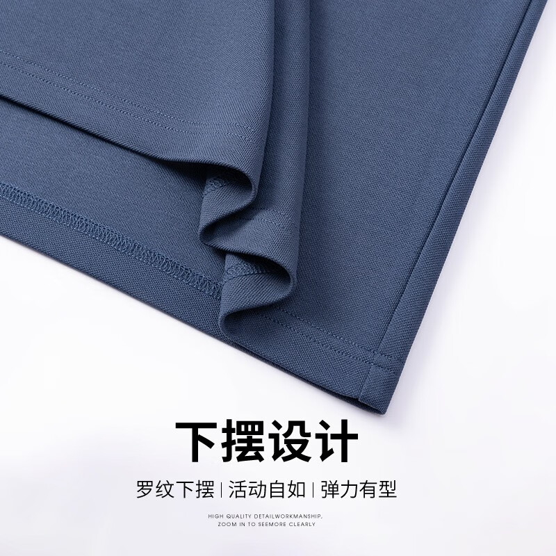 雅鹿【桑蚕丝】长袖T恤男士中年商务polo体恤衫2026春季爸爸装上衣服 宝蓝 L (175)