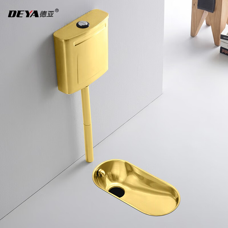 德亚卡不锈钢蹲便器金色酒吧酒店蹲坑式一体大便器公共厕所蹲坑蹲便池
