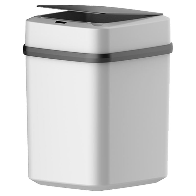 大号智能感应垃圾桶带盖纸篓办公家用客厅厨房卧室卫生间垃圾筒干湿两用垃圾分类垃圾篓 黑白拼色-电池款