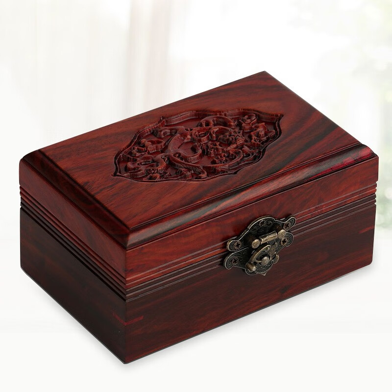红木质首饰盒印章盒长方实木玉器盒酸枝木收藏盒 创意生日礼物女