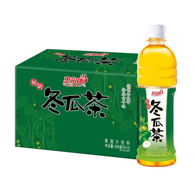 惠尔康凉茶植物饮料果蔬汁冬瓜茶500ml*15瓶 清凉茶夏日消暑饮品