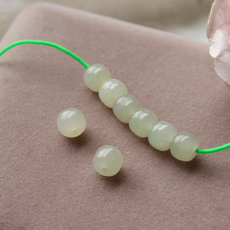 炫帕青海和田玉老型珠散珠手链项链diy配件玉珠子串珠手工编织 7*6mm