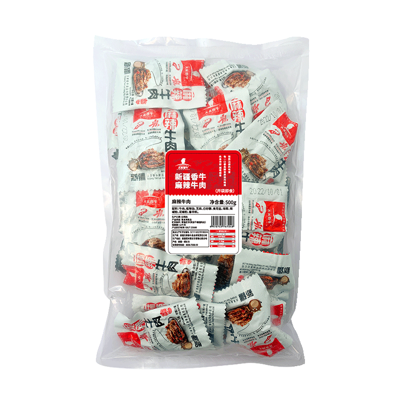 天莱香牛 麻辣口味牛肉干500g  新疆特产小吃休闲零食肉干肉脯 独立小包装
