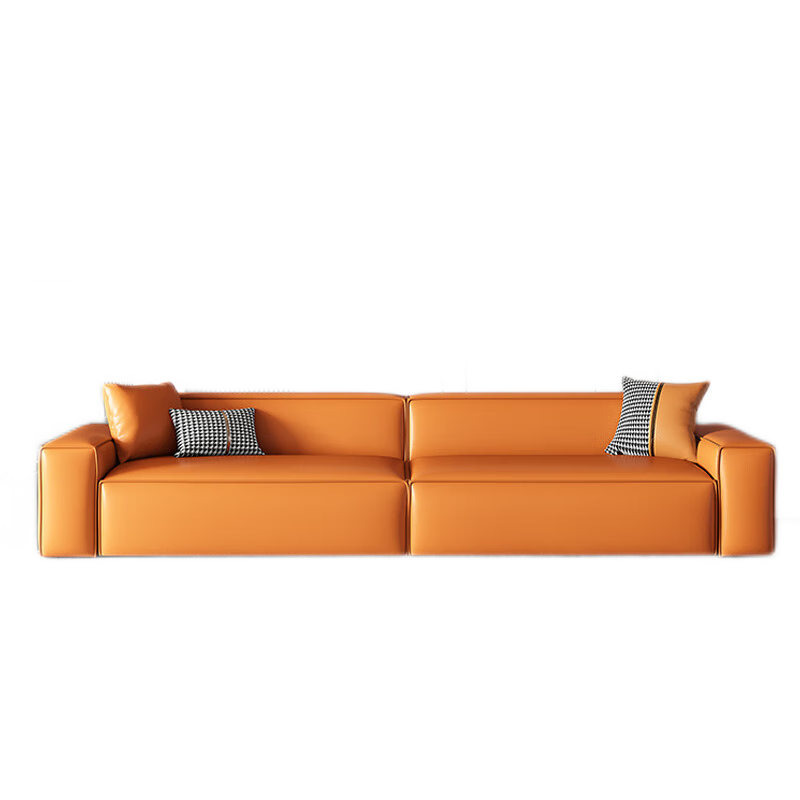 牧席 沙发客厅小户型现代极简轻奢皮沙发设计师豆腐块沙发直排沙发 双人位170CM【赠两个抱枕】 高密度海绵