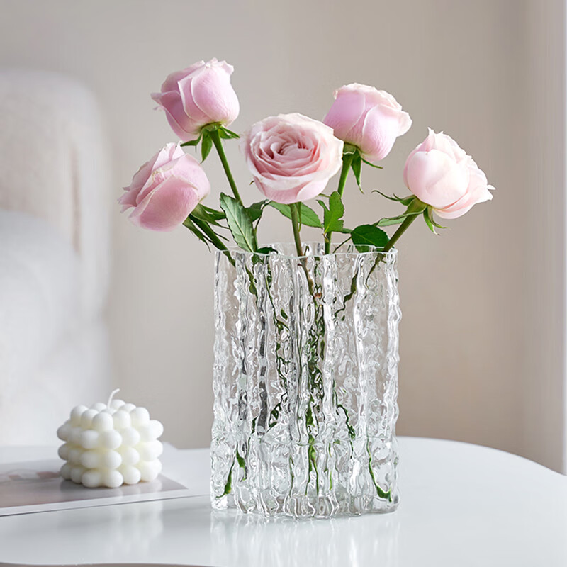 京东鲜花 冰川极冻花瓶 摆件客厅插花玻璃透明轻奢高级感水养玫瑰鲜花使用感如何?