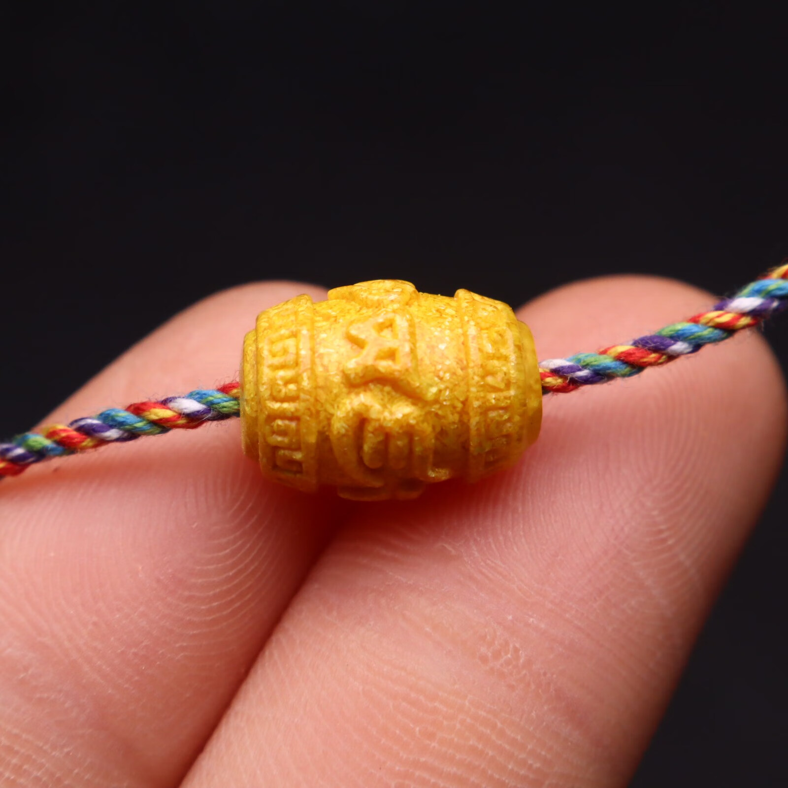 妙聚福原矿雄黄晶体砂六字真言桶珠 朱砂diy手工散珠子饰品串珠配件