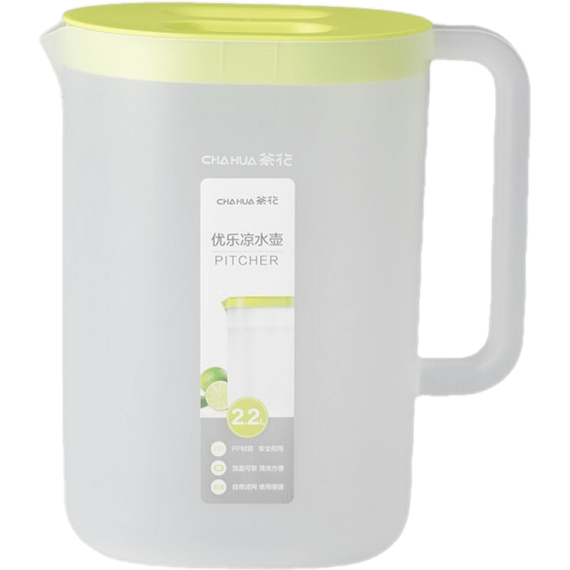 京喜特价，概率券:茶花（CHAHUA） 冷水壶塑料家用2.2L绿色