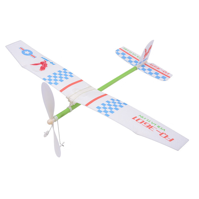 佩纳德双翼橡筋动力飞机模型航模橡皮筋拼装航天滑翔机中学生学校比赛专用 轻骑士(颜色随机)