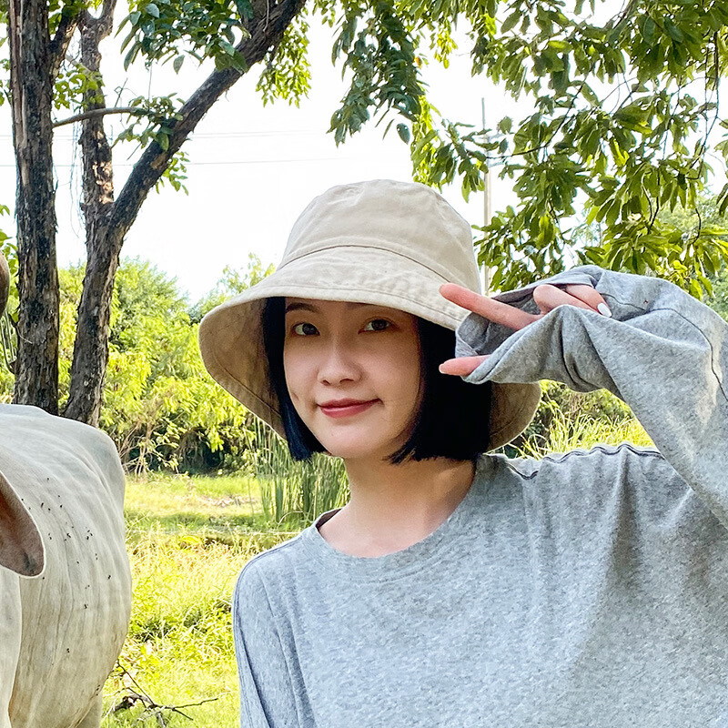 夏娃的色彩渔夫帽女夏季太阳防紫外线防晒帽大帽檐户外钓鱼登山沙滩遮阳帽男 米色（可调节头围） 均码