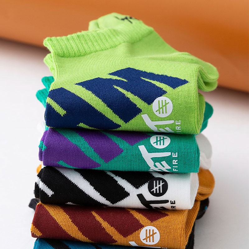 莎兰朵袜子男士短袜纯棉防臭吸汗春秋季全棉运动潮流青少年中学生低腰 纯棉潮短袜-混色5双装 均码