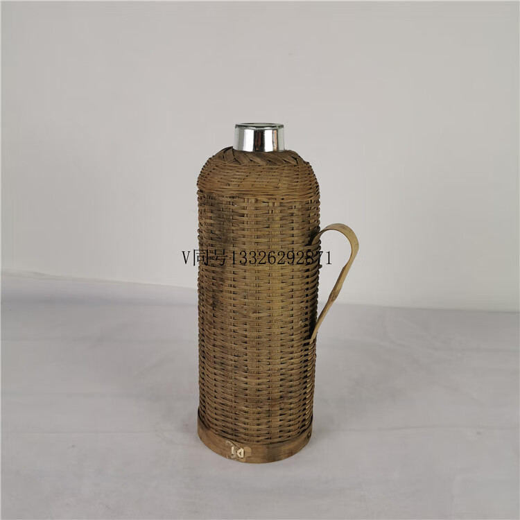 宜乐舒老式竹编壳热水瓶怀旧老物件年代感壶绿色铁皮绿皮竹编暖壶农村