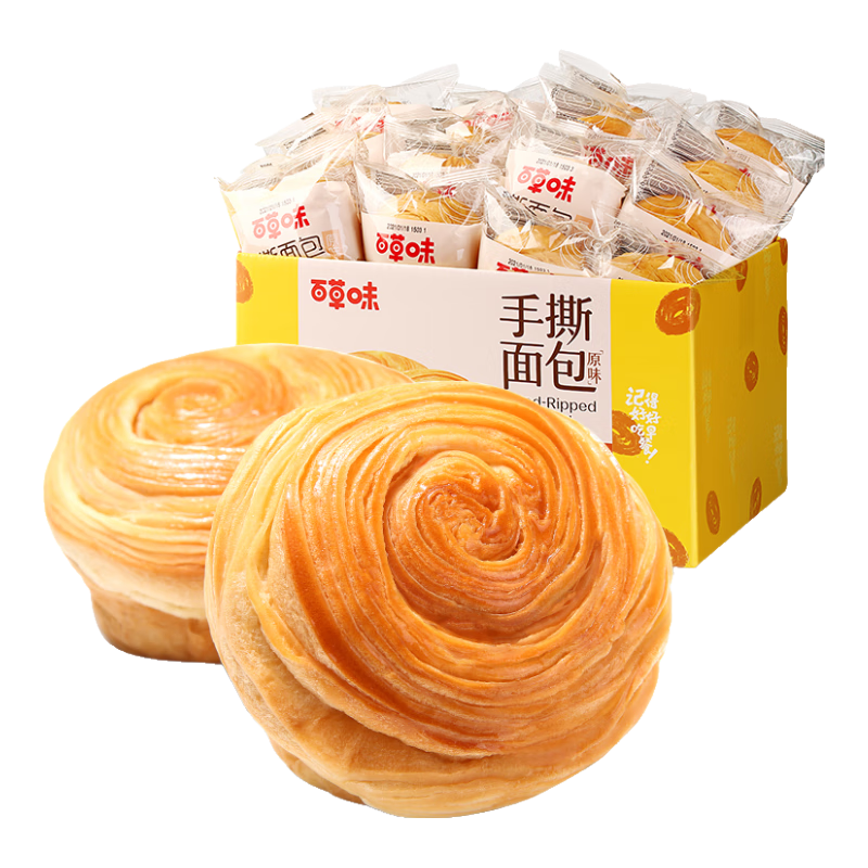 百草味 手撕面包1000g/箱 