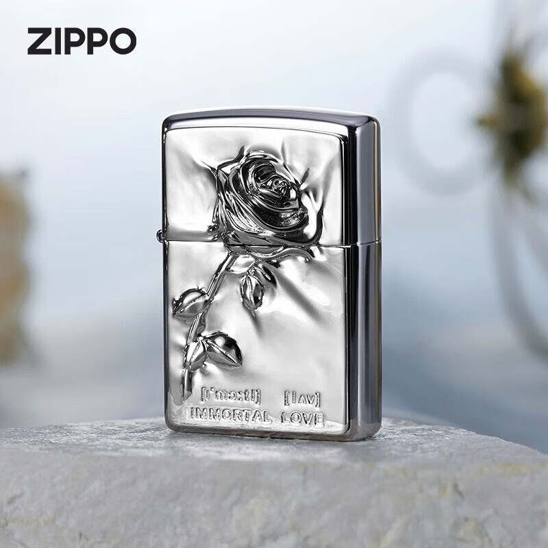 zippo煤油防风打火机炙爱礼盒 送男友礼物 塑封玫瑰【油 火石 礼盒