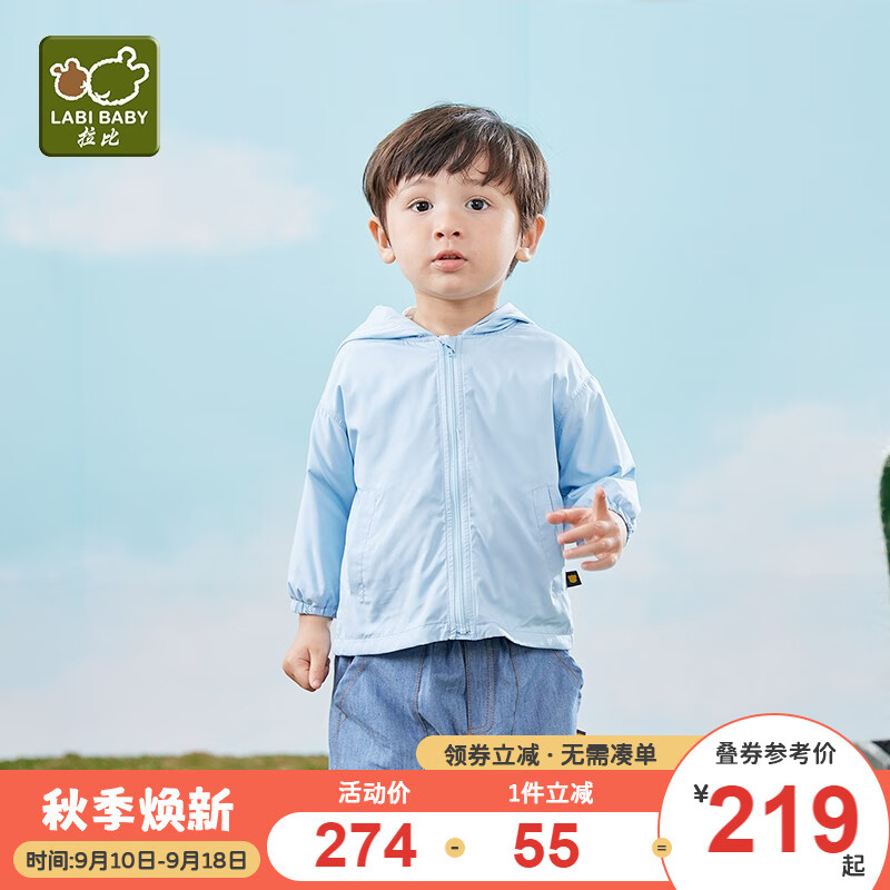 拉比儿童外套春装男女童连帽休闲外套轻薄风衣外套 蓝色 110怎么看?