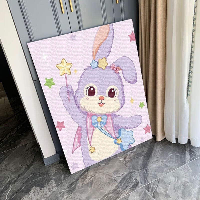 琴棋书画(qinqishuhua)diy数字油画填充填色卡通兔子儿童手丙烯油彩