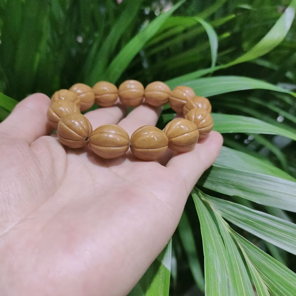可颖a纪约定野生美国金丝猴头核桃手串瓜珠雕刻光珠文玩男女款尺寸1.