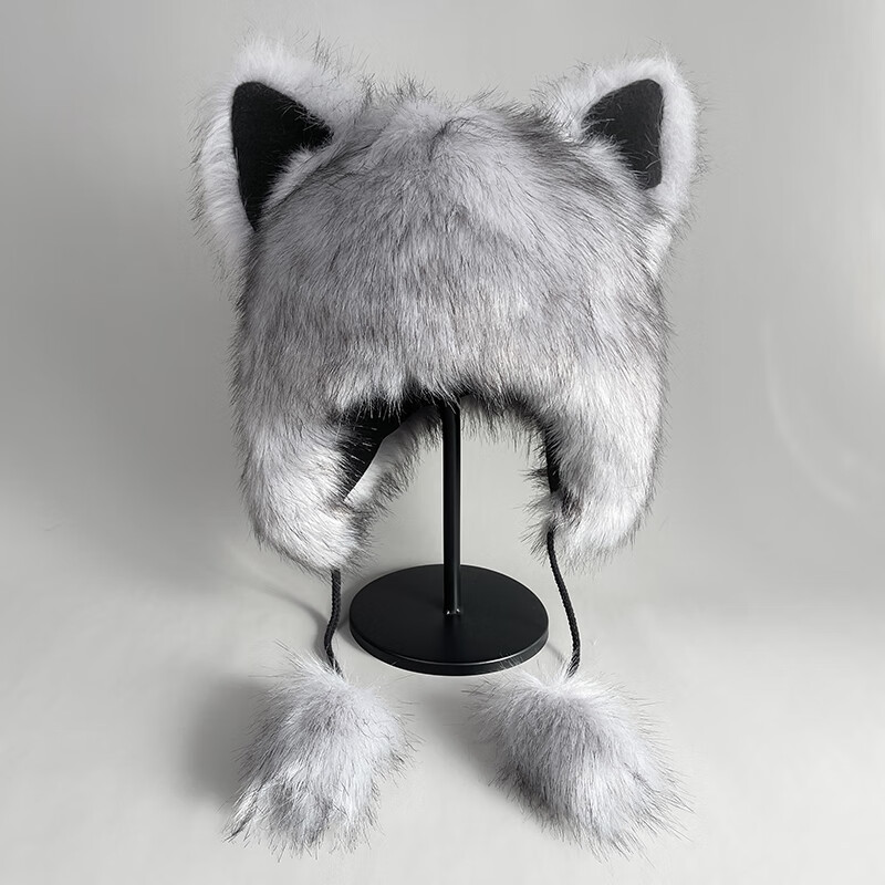 冬季保暖男女帽护耳朵帽可爱毛毛防风 灰太狼(环保毛 成人(头围60-61)