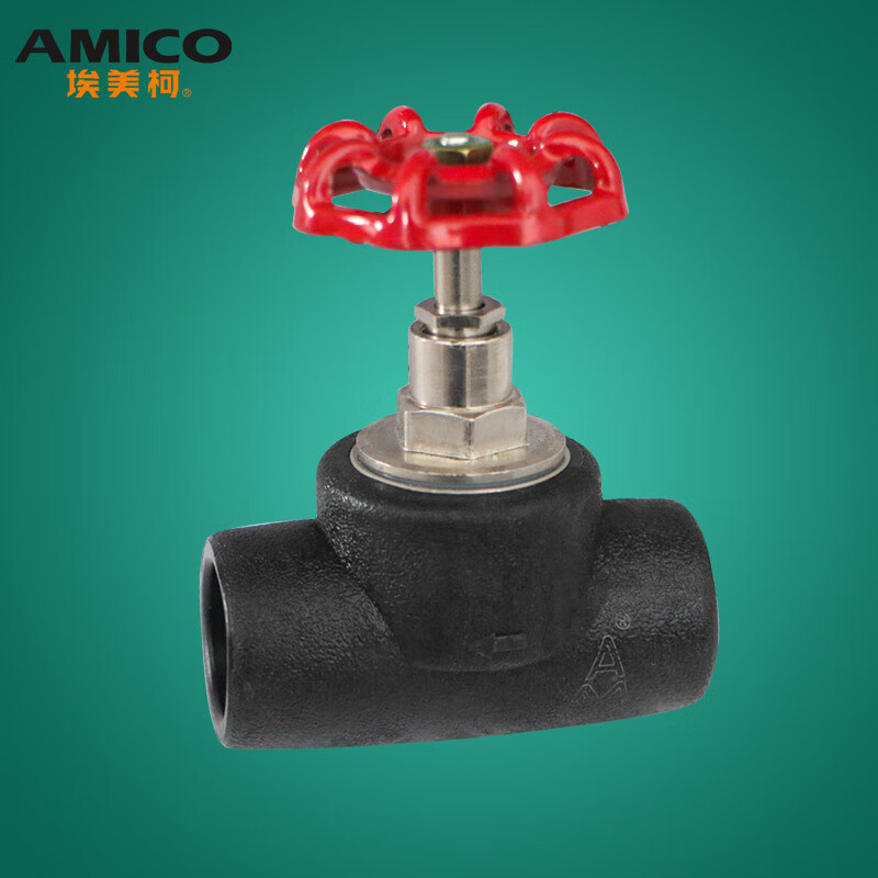 amico宁波埃美柯pe管截止阀升降式热熔自来水开关黑色总阀371 pe管