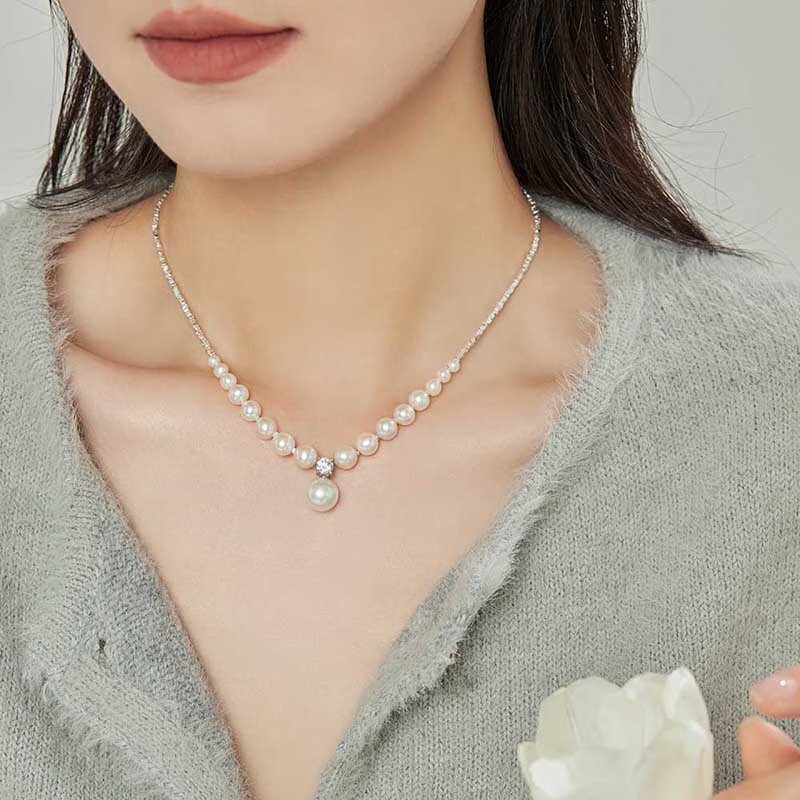 徕奥（leerout）碎银几两珍珠项链少女高级晚会饰品情人节礼物送女友送老婆 碎银珍珠项链【强光高品质】【京仓直发/次日达】