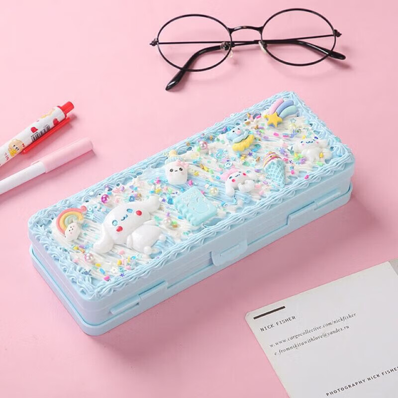 宸学文具 双层文具盒儿童奶油胶diy铅笔盒材料包手工制作可爱卡通生日