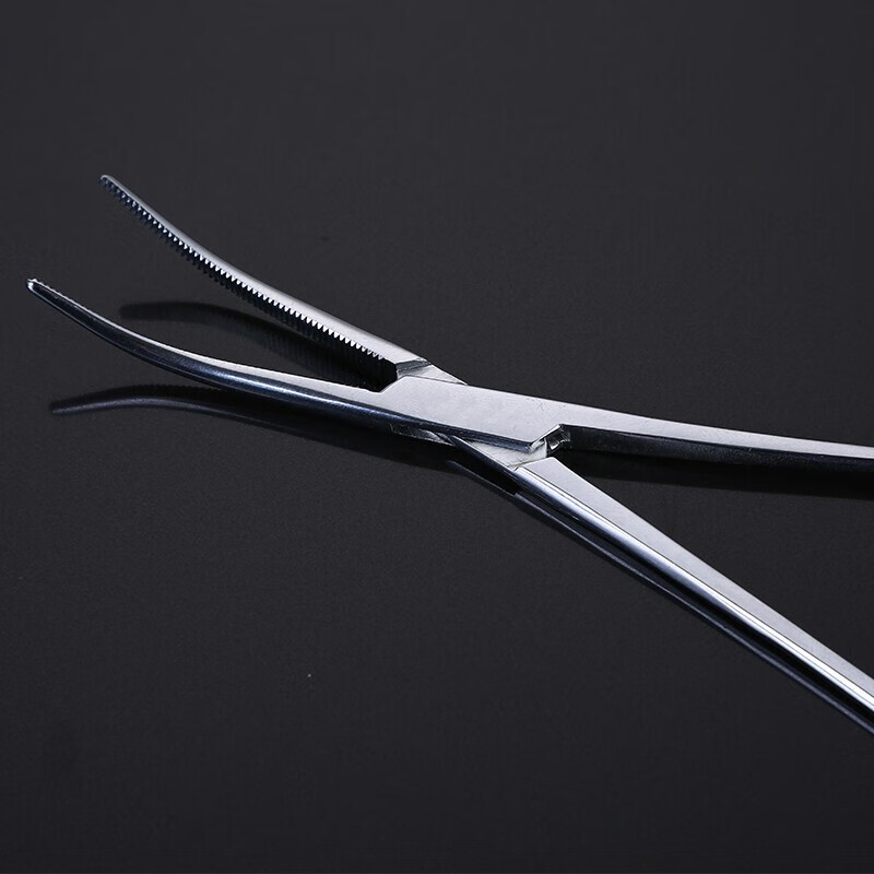 钳 直头 弯头 不锈钢血管钳手术钳 直止弯止手术剪刀 18cm弯止血钳 18
