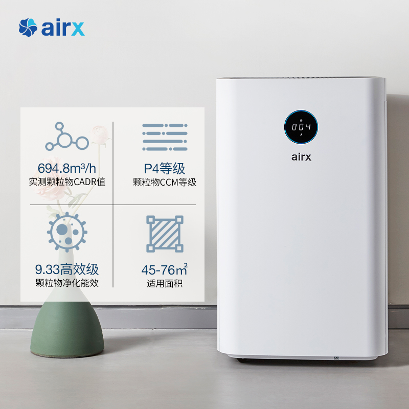airx 空气净化器除甲醛细菌雾霾颗粒物过敏原  空气净化器家用 除甲醛 净化器 专业除醛A8P(预售)
