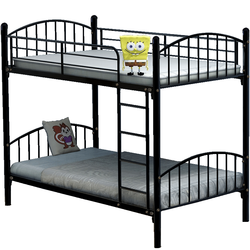 劲豹 铁艺床双层床ins网红床 上下铺铁床学生床员工宿舍床高低铁架床单人床 黑色 900*1900