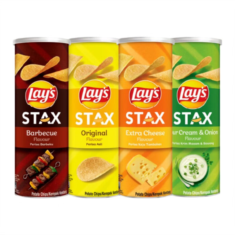 乐事lays stax chips 马来西亚进口乐事桶装薯片135g bbq 烧烤味