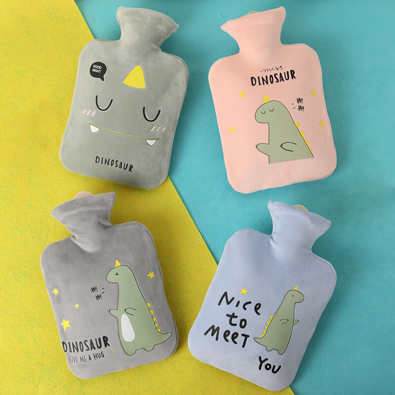 加厚防爆2024新款热水袋 小号中号大号大容量 橡胶注水暖肚子热敷 灰色抱抱龙 中号1000ml【暖手+暖肚+暖腰】