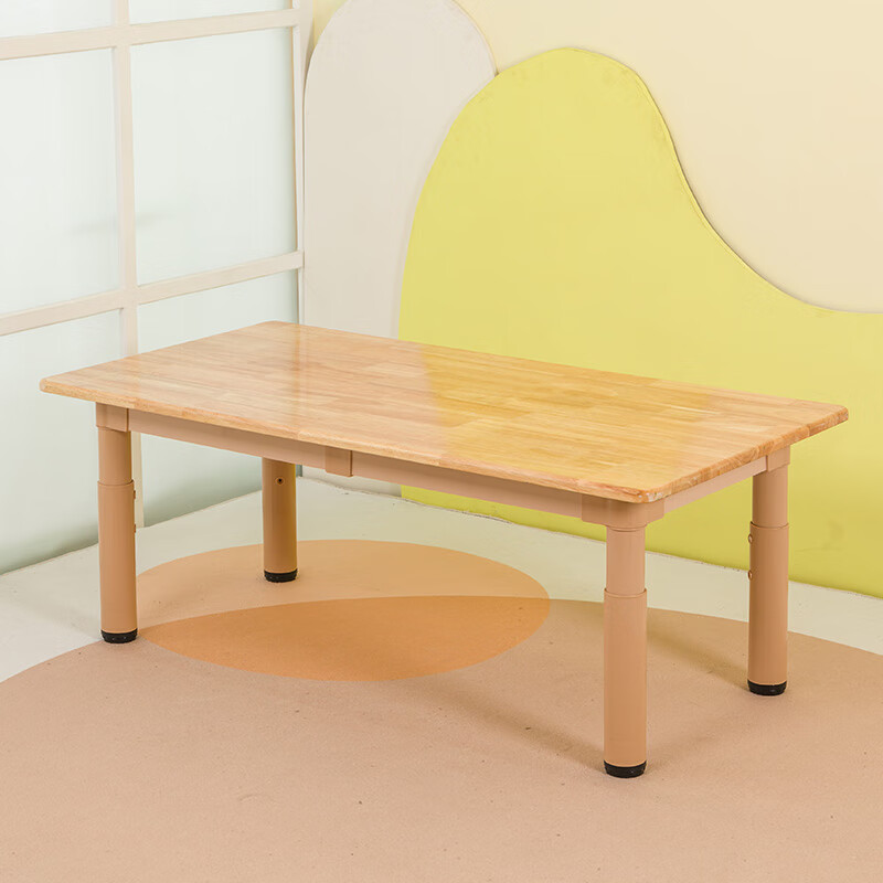 舒格亚长方形橡木桌椅套装实木桌宝宝家用原木可升降学习桌子 长方形