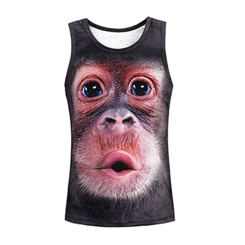 蓝涣腹肌衣服搞笑大猩猩猴子脸t恤男奇装异服兄弟装短袖潮性感肌肉t恤